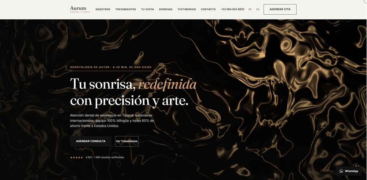 Sitio web de Aurum Dental Studio